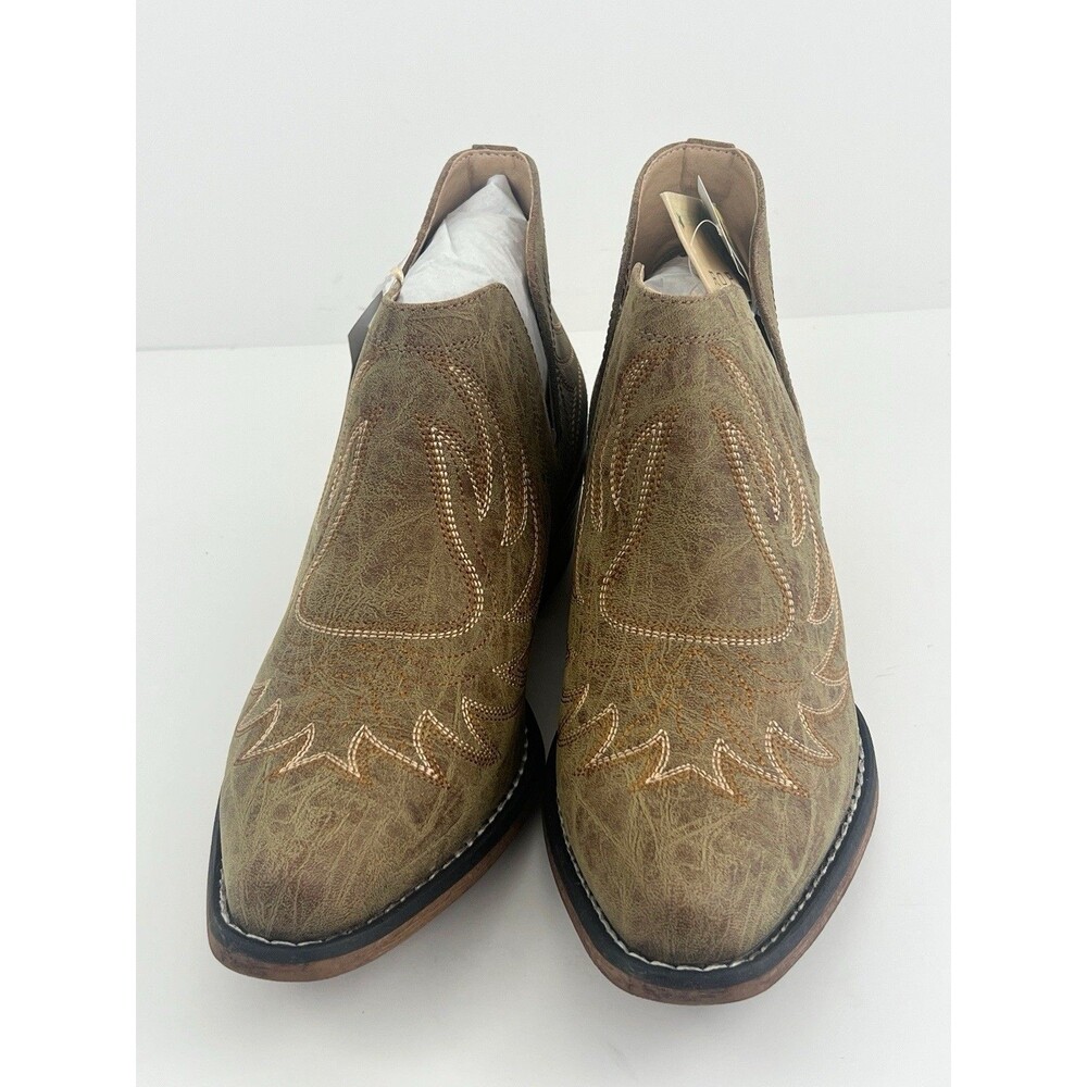 Roper Boots Ava Western Chelsea Boots Tan Faux Leather Eagle Wing Women's 11 NIB